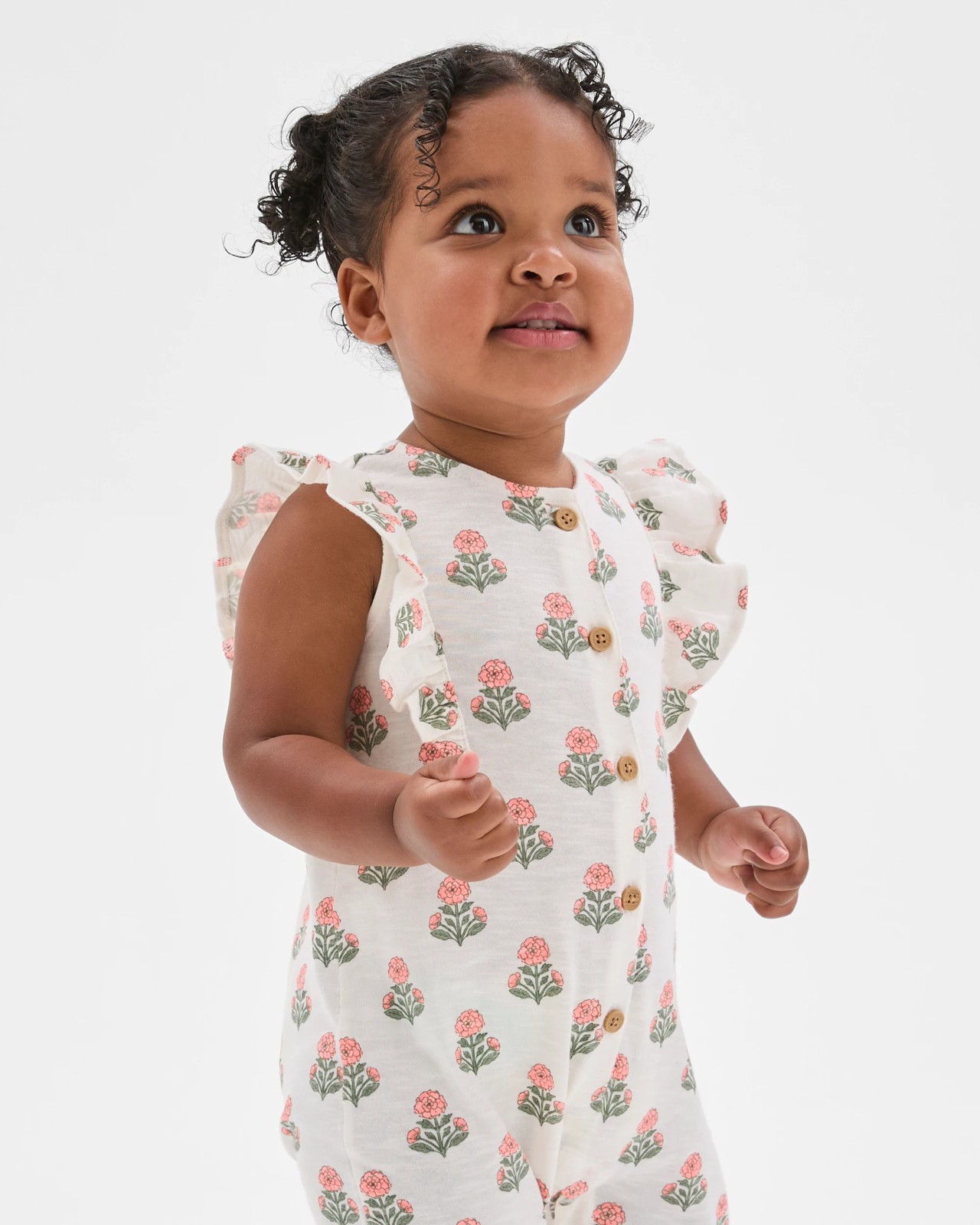 Baby Girls Organic Cotton Jersey Print Jumpsuit - Floral Stamp 3 of 5