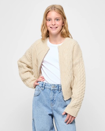 Zip Front Cable Knit Jumper