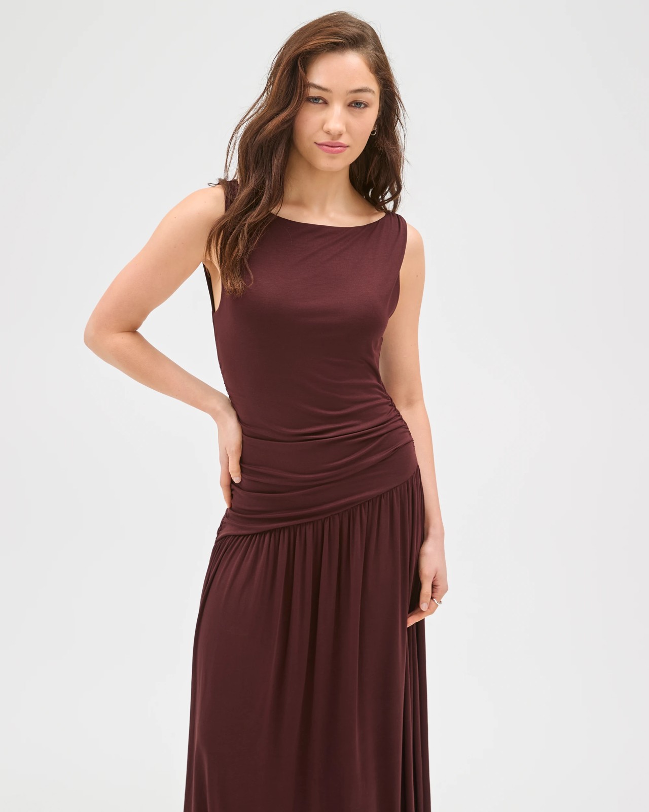 Lily Loves Fitted Drape Maxi Dress - Ganache 4 of 5