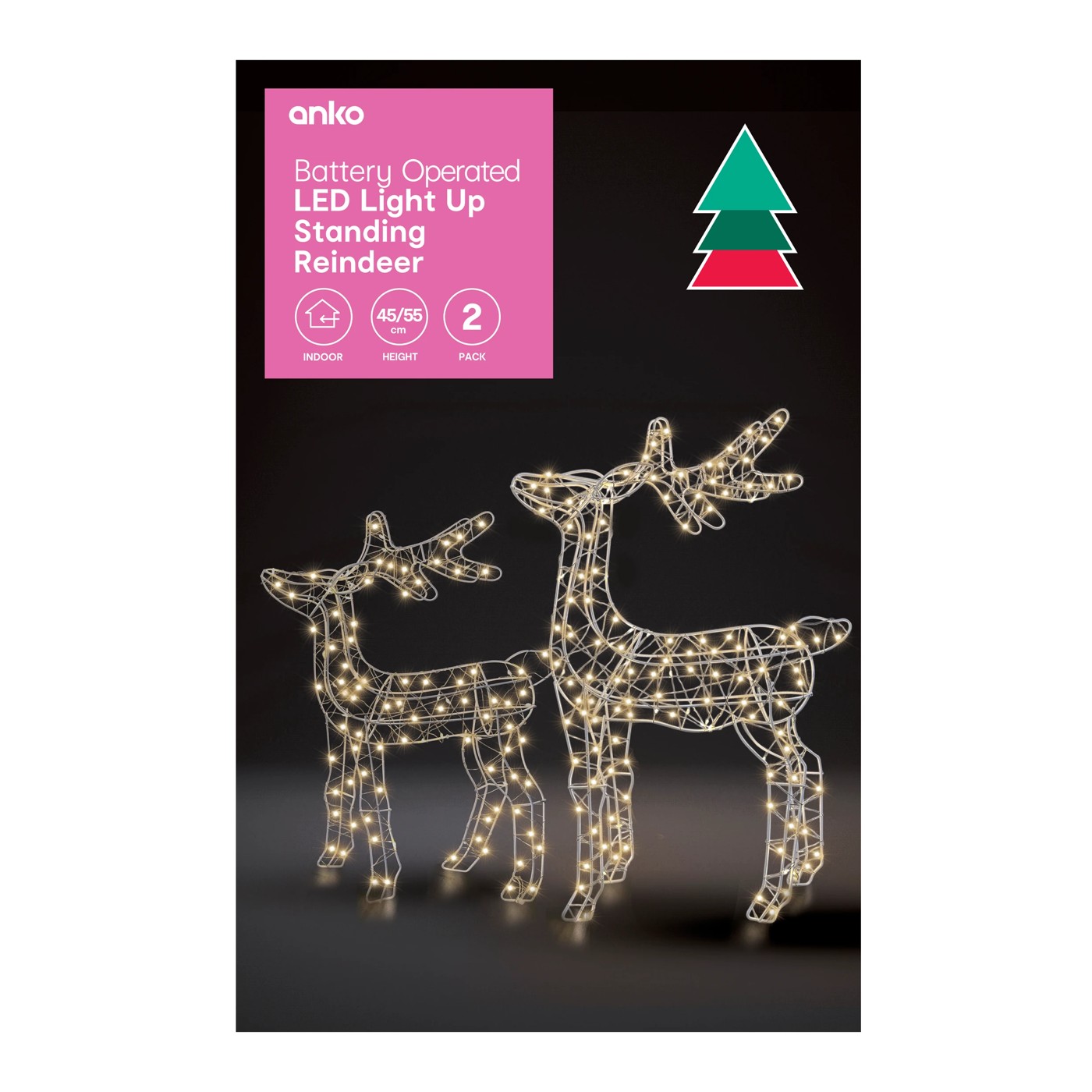 Anko 2 Pack Battery Operated LED Light Up Standing Reindeer 2 of 3