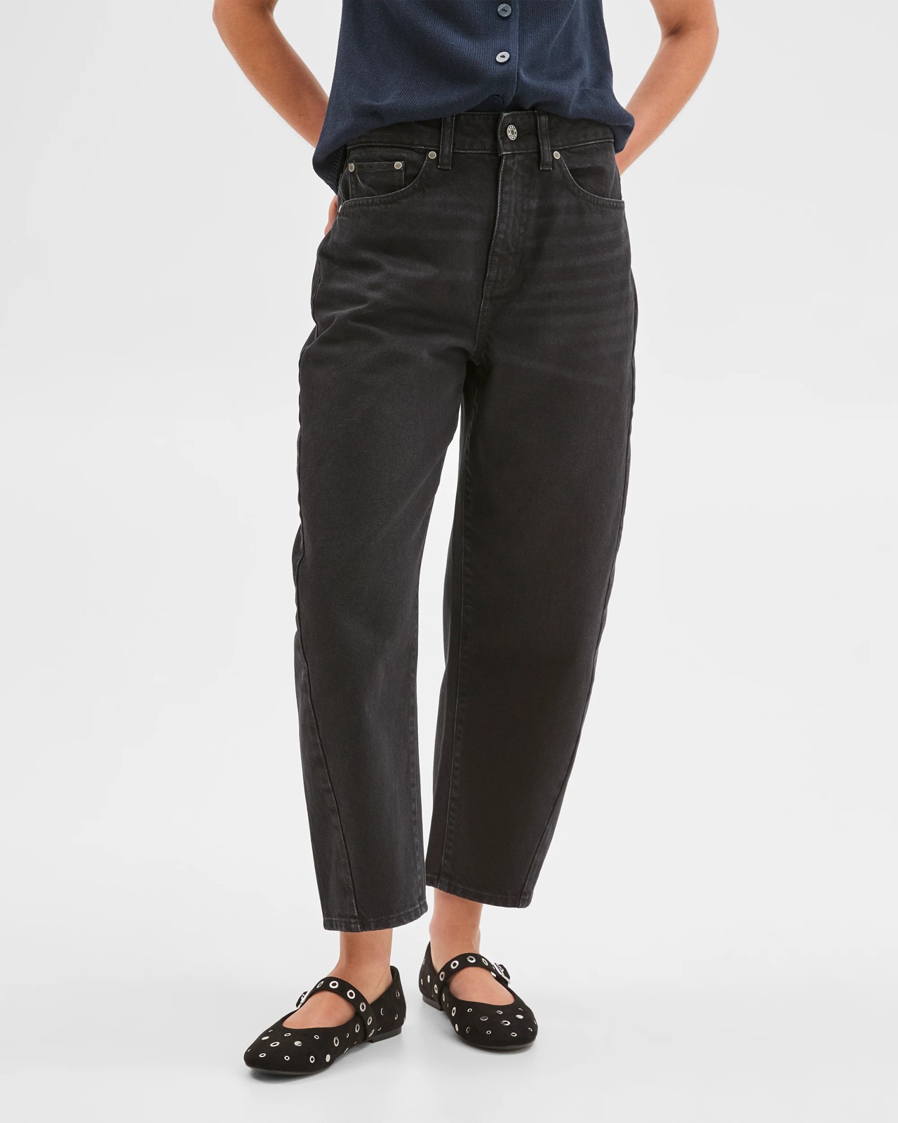 Petites Forward Seam Barrel Leg Denim Jeans 3 of 4