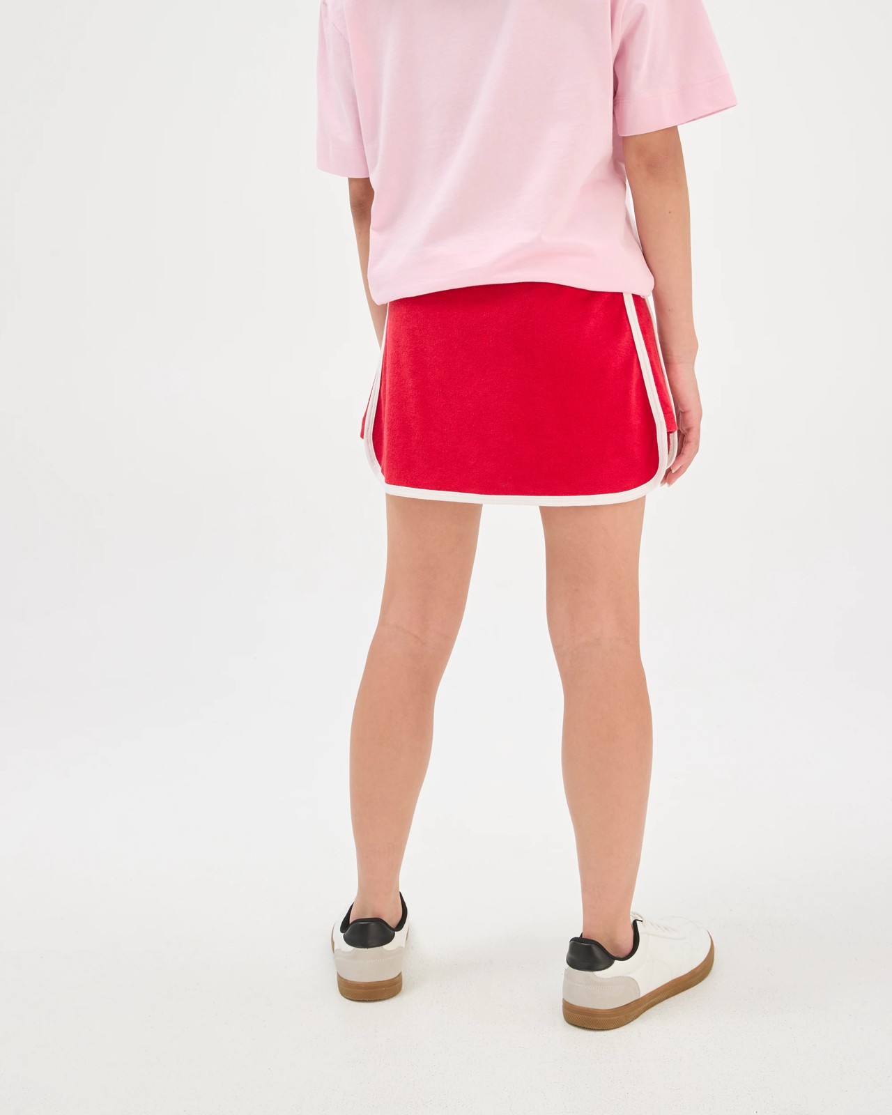 Australian Cotton Dolphin Hem Short Length Knit Terry Skort - Red 4 of 5