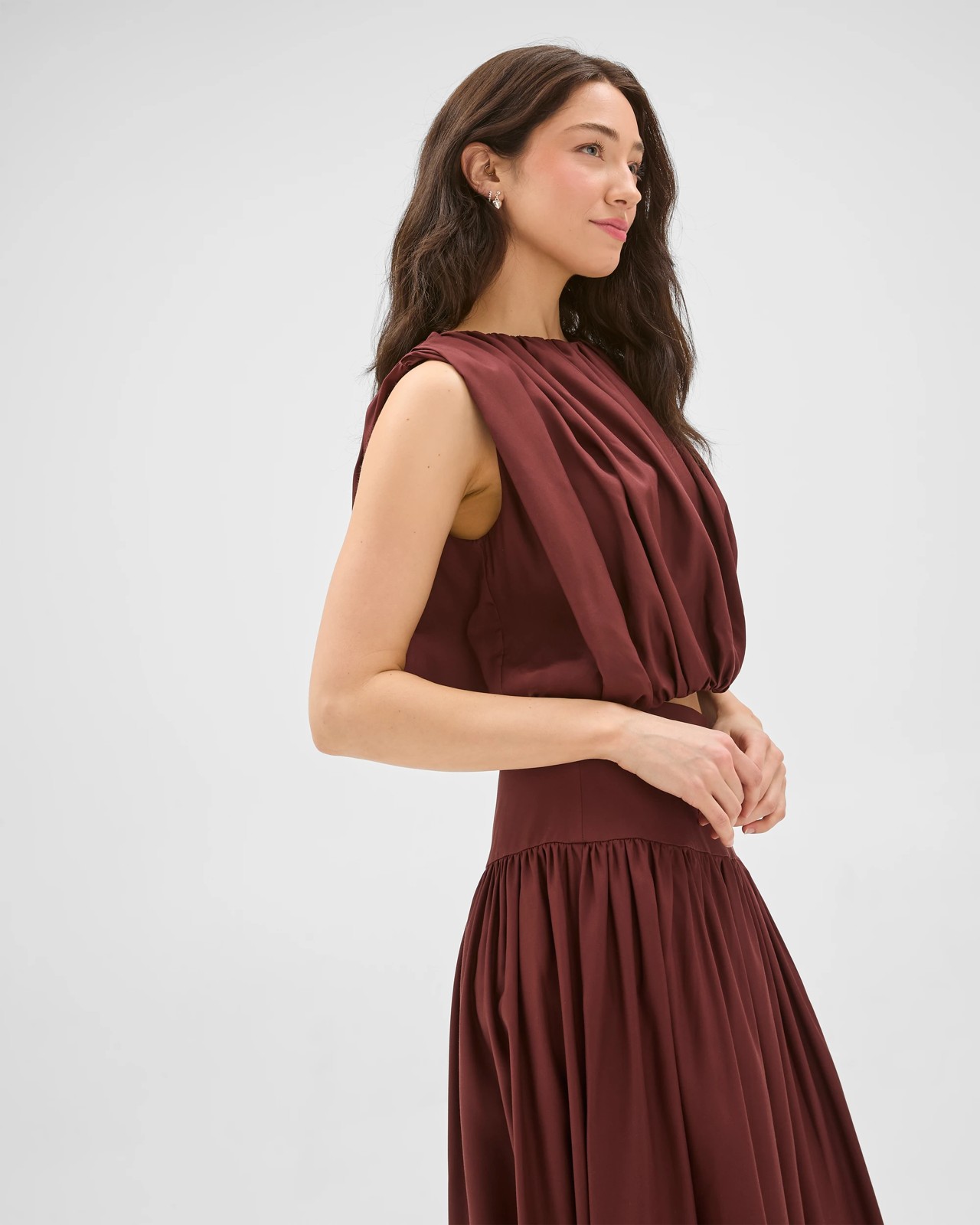 Lily Loves Lyocell Sleeveless Blouson Blouse - Ganache 5 of 5