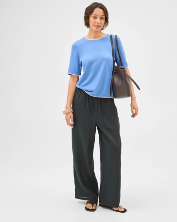 Contrast Trim Knit T-Shirt