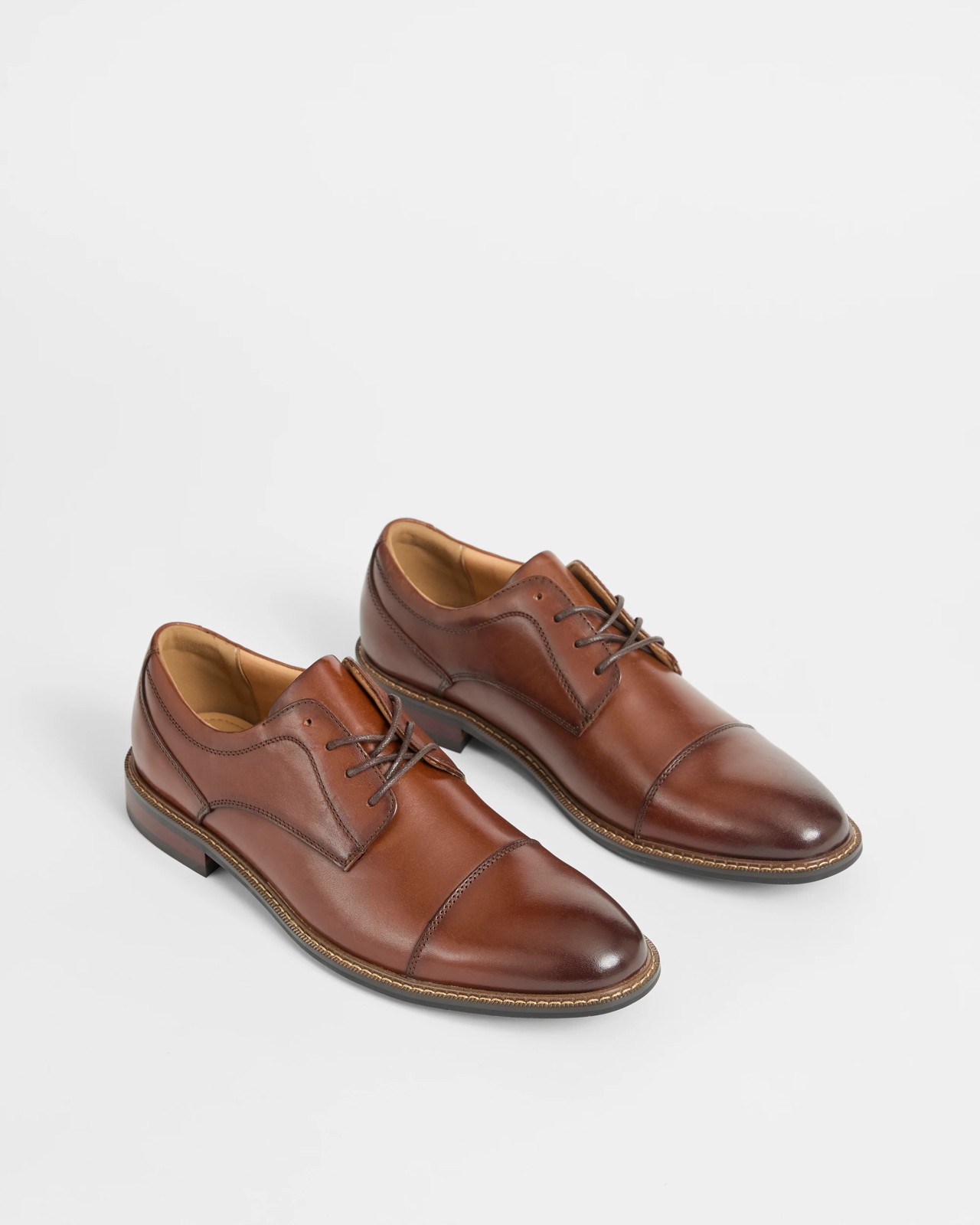 Leather Lace Up Dress Shoes - Brown 3 of 4