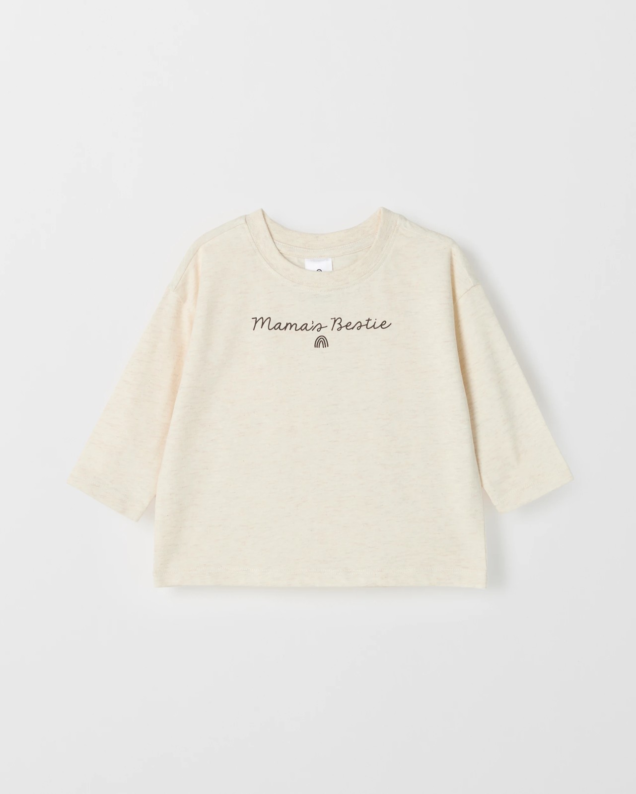 Baby Organic Cotton Long Sleeve Print T-Shirt - Mamas Bestie Oatmeal 4 of 5