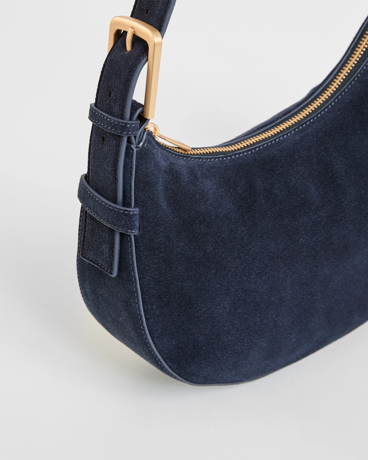 Premium Suede Leather Halfmoon Shoulder Bag 2 of 2