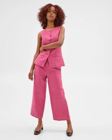 Petites Linen Blend Culotte Pants