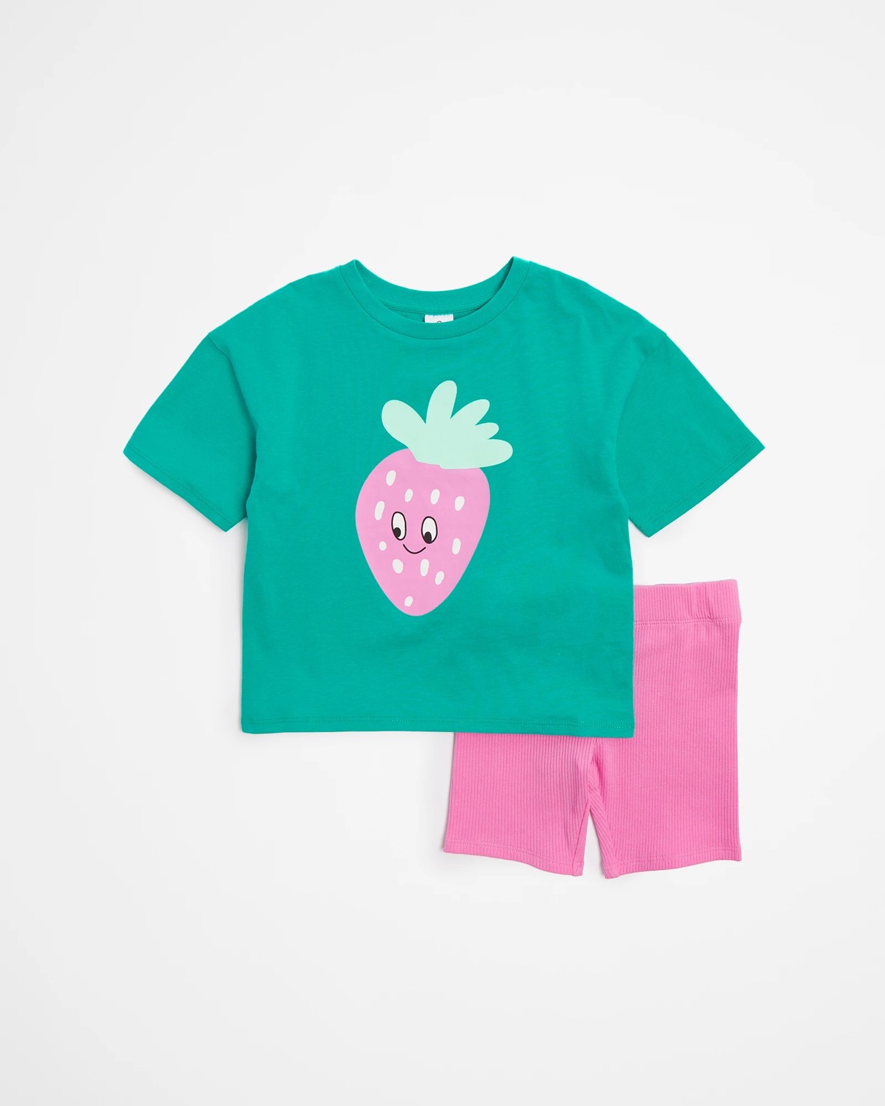 Girls' [2-4T] Boxy Tee + Bike Short Two-Piece Set