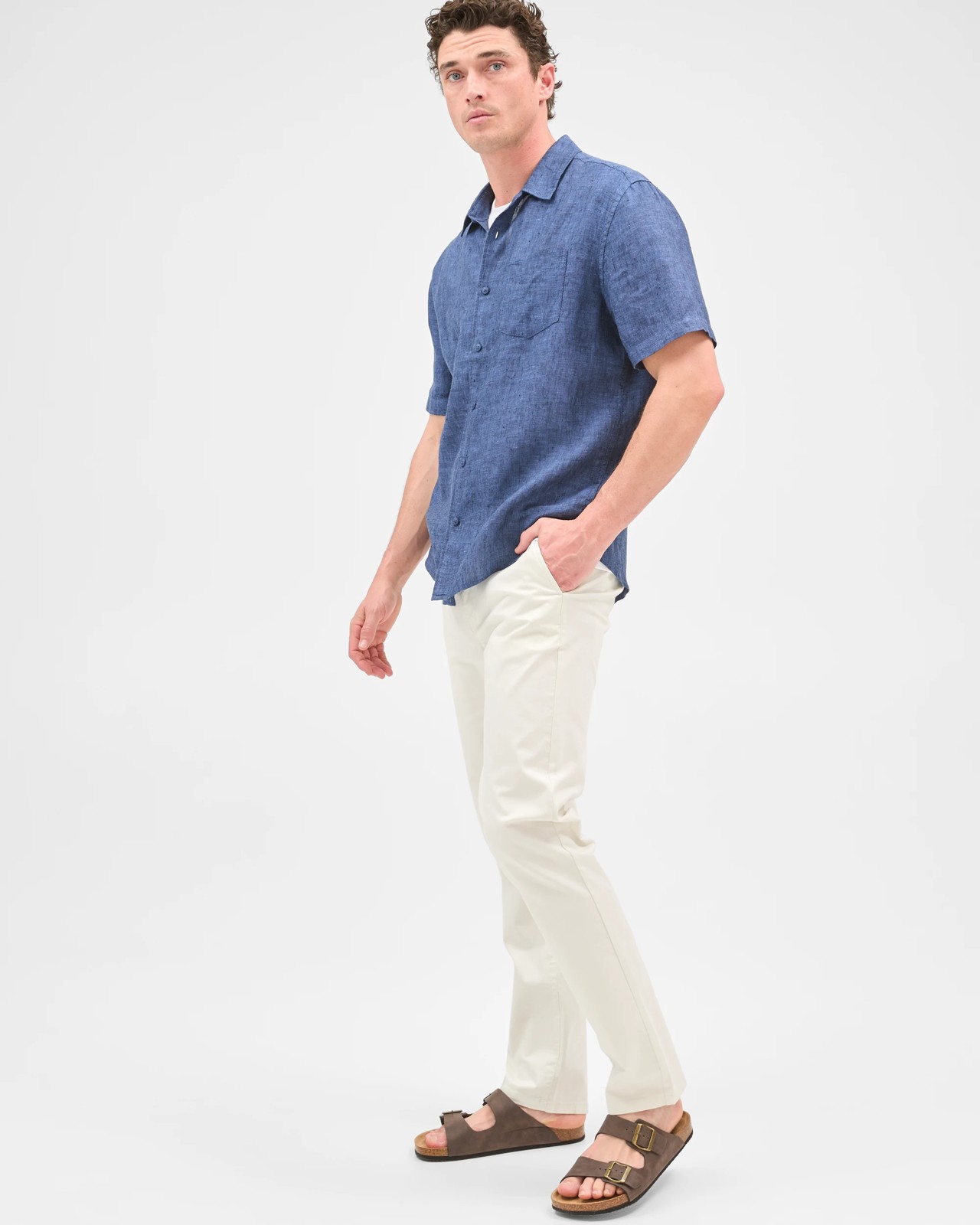 Australian Cotton Straight Chino Pants  - Pale Stone 4 of 5