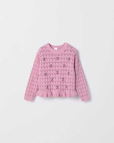Australian Cotton Pointelle Embroidered Sweater