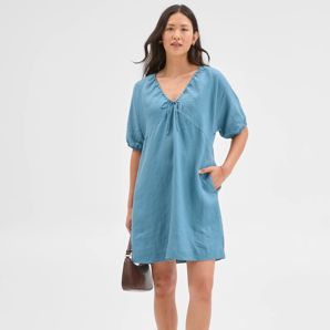 European Linen Tie Mini Dress product image