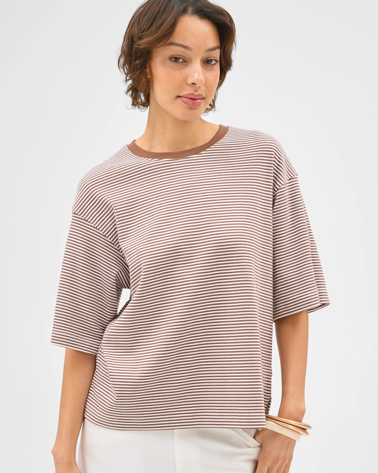 Australian Cotton Heavyweight Boxy T-Shirt - Warm Brown 4 of 5