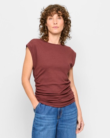 Gathered Waist Muscle T-Shirt