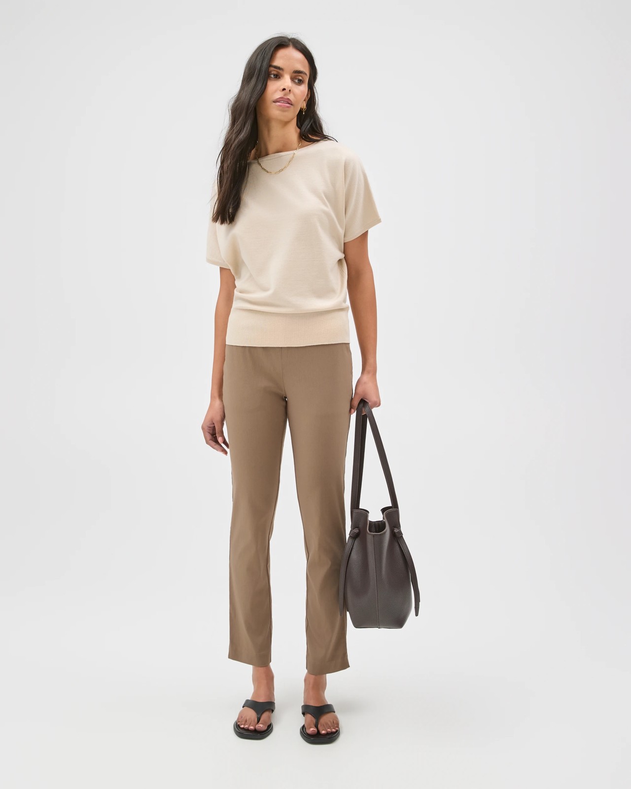 Preview Carrie Bengaline Ankle Length Pants - Smoked Taupe 4 of 6