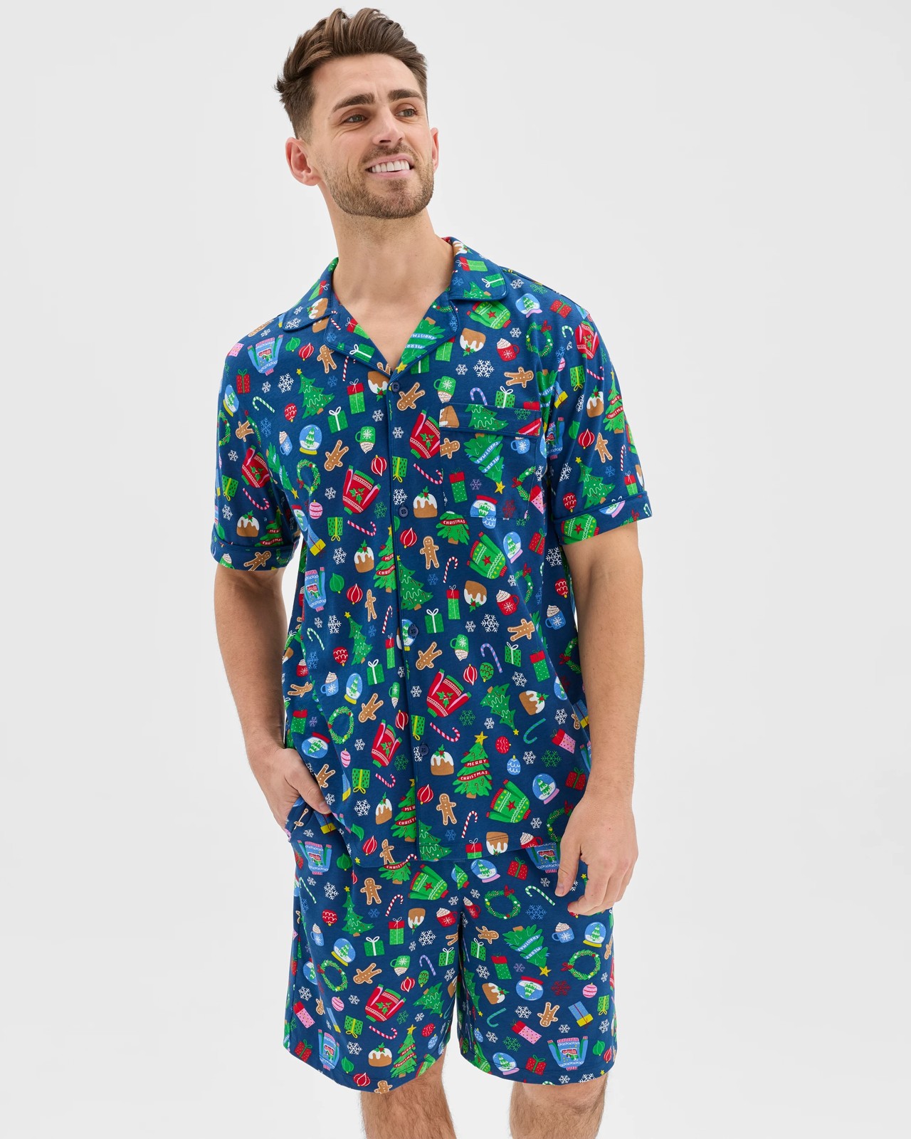 Maxx Australian Cotton Short Sleeve Top & Shorts Christmas Pyjama Set 5 of 5
