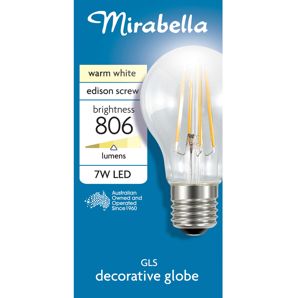 Mirabella E27 7W LED GLS Filament Bulb product image
