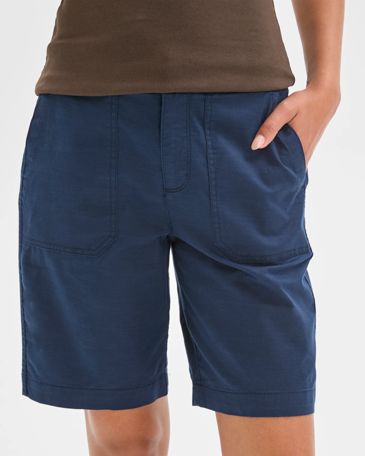 Rib Waist Shorts - Navy 3 of 6
