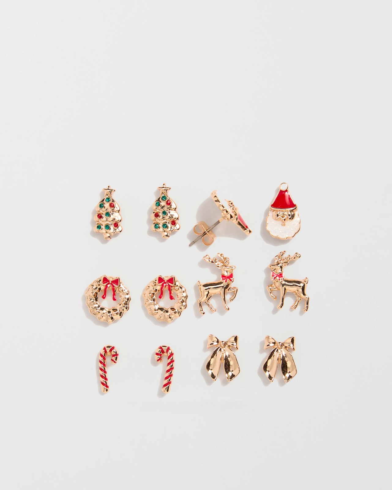 6 Pack Traditional Christmas Stud Earrings 2 of 3