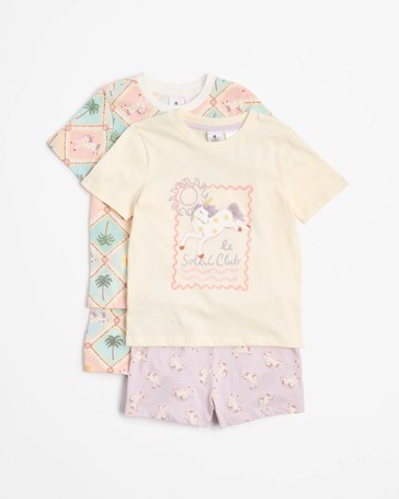 Australian Cotton Print Younger Girls Jersey Pyjama Set - 2 Pack