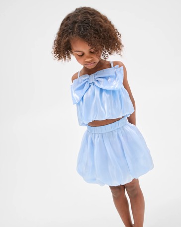 Bow Top and Skirt Set