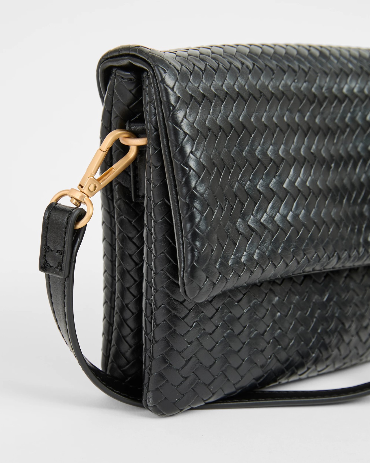 Embossed Weave Crossbody Bag - Black 2 of 2