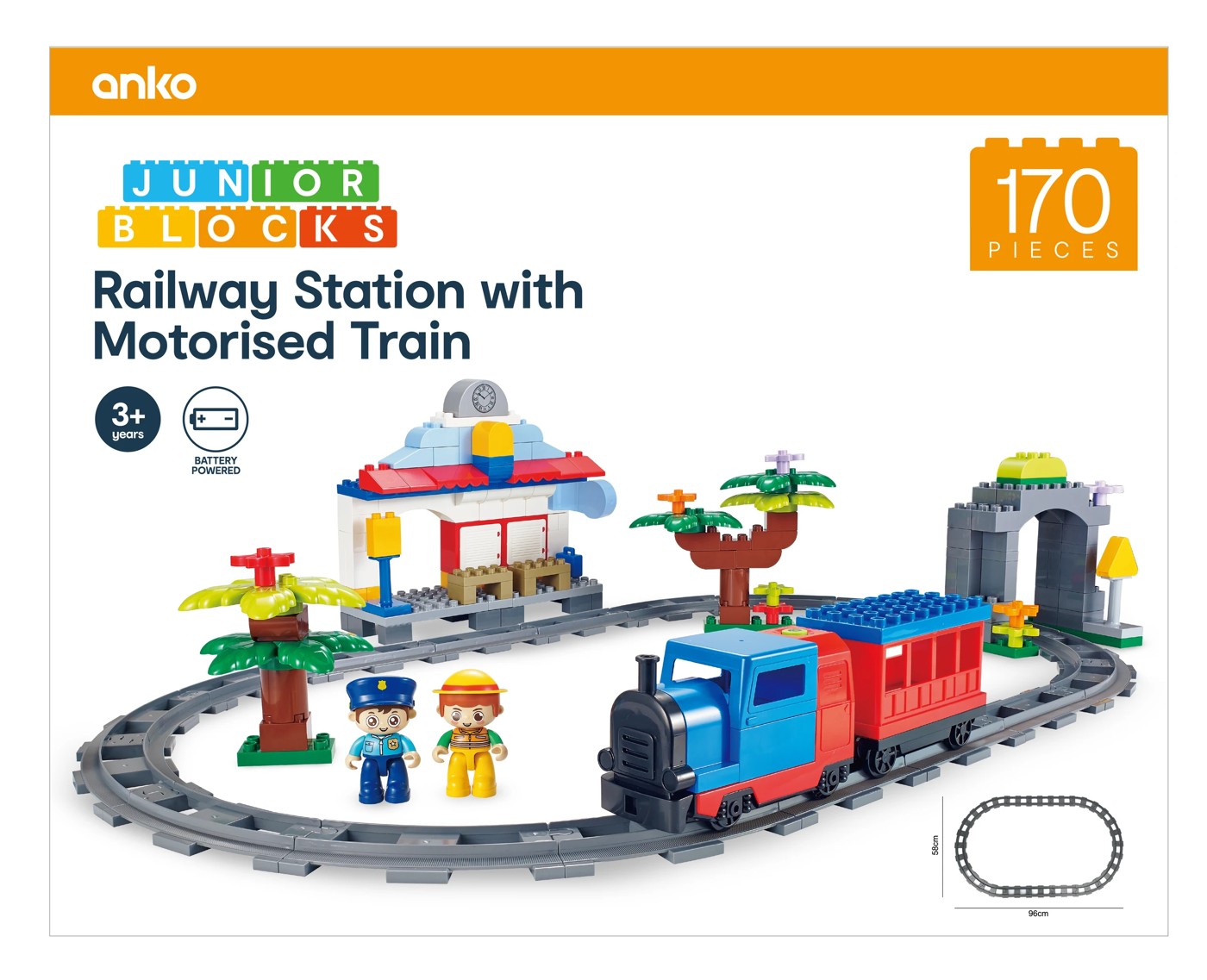 170 Piece Junior Blocks: Railway Station with Motorised Train Playset 6 of 6