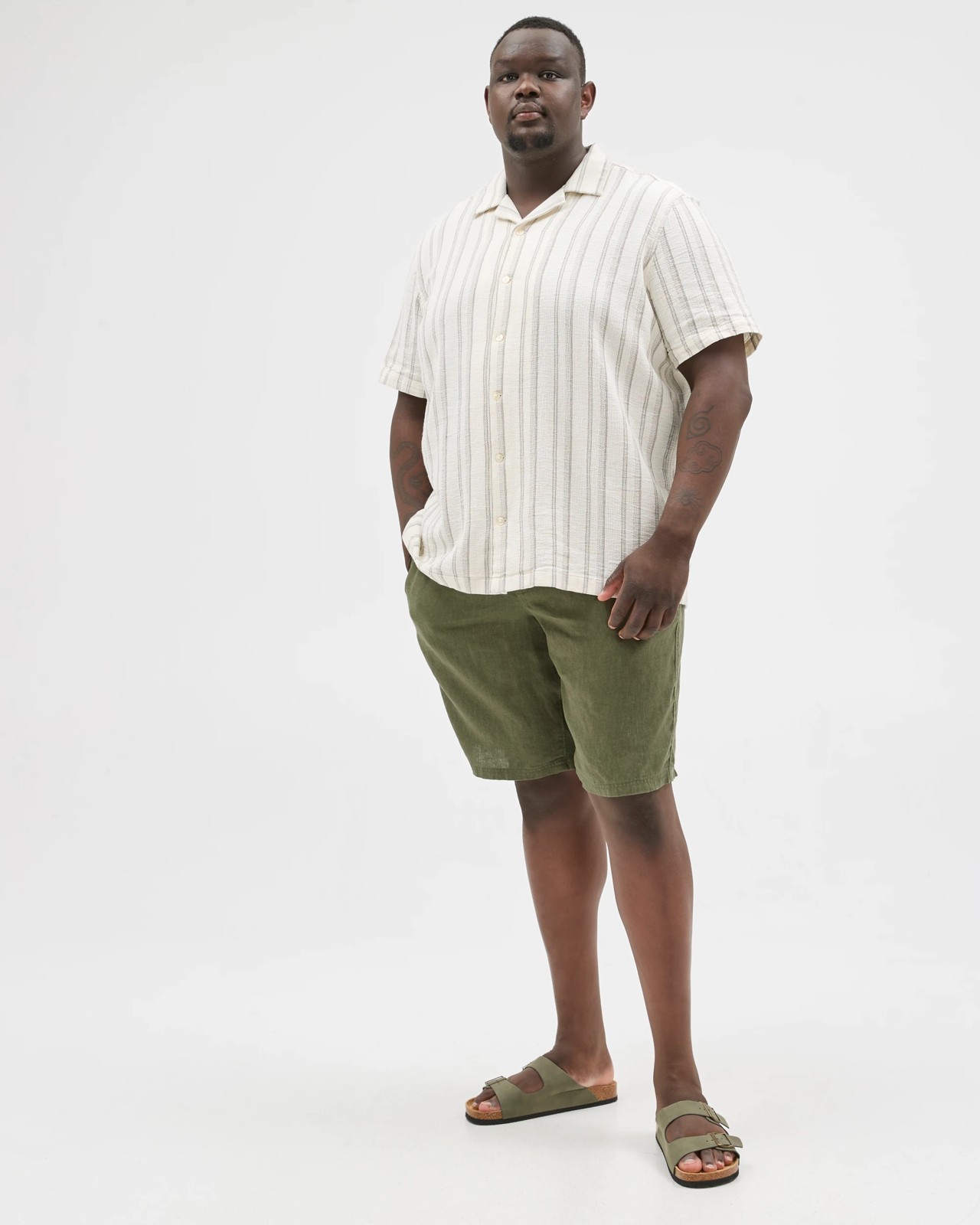 Plus Size European Linen Shorts - Khaki 2 of 5