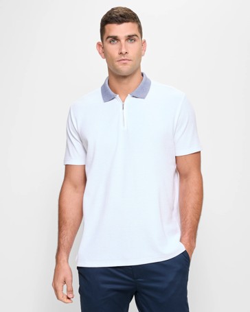 Zip Neck Jersey Polo Top - Preview
