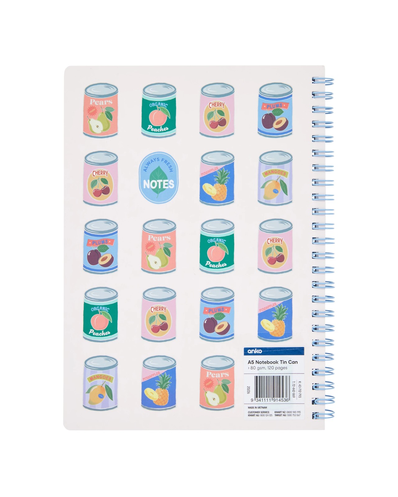 Anko A5 Notebook Retro Food Cans 80gsm 120 Pages 4 of 4