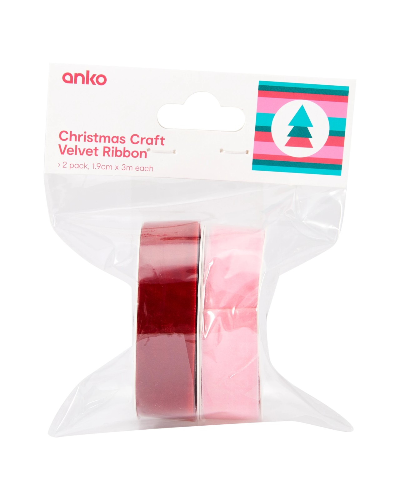 Anko 2 Pack Christmas Craft Velvet Ribbons 3 of 3