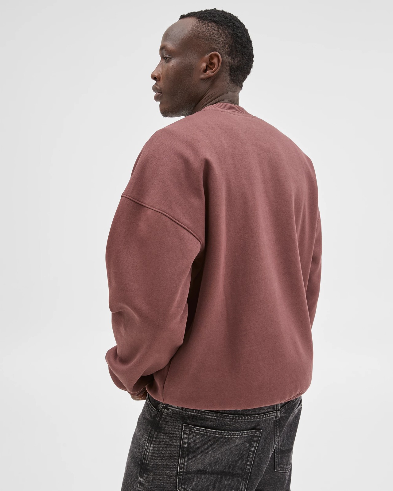 Commons Australian Cotton Blend Oversized Heavyweight Sweat Top - Burgundy 3 of 5
