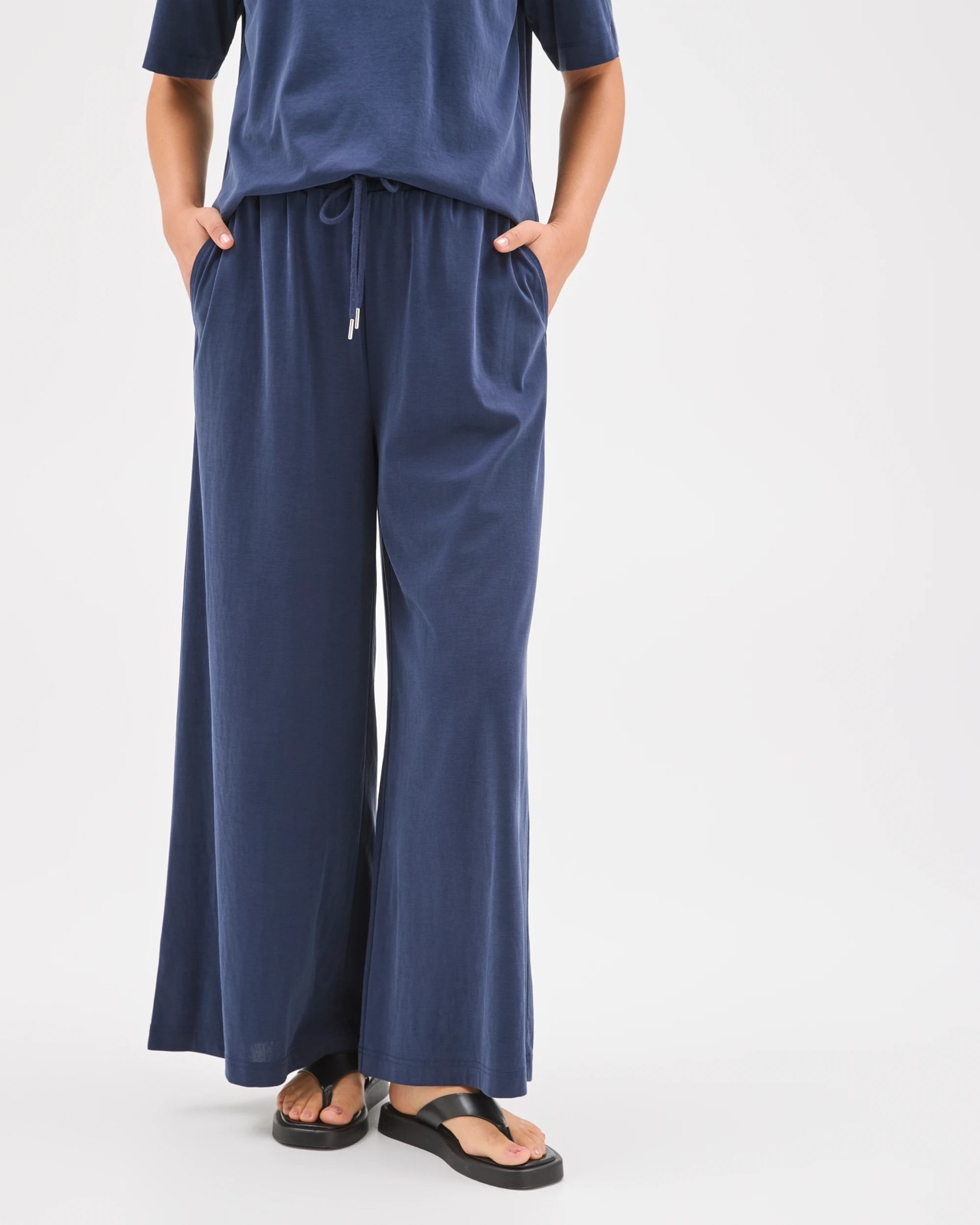 Relaxed Wide Leg Drape Pants - Ink Navy 5 of 5