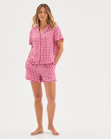 Womens Woven Frill Pyjama Set