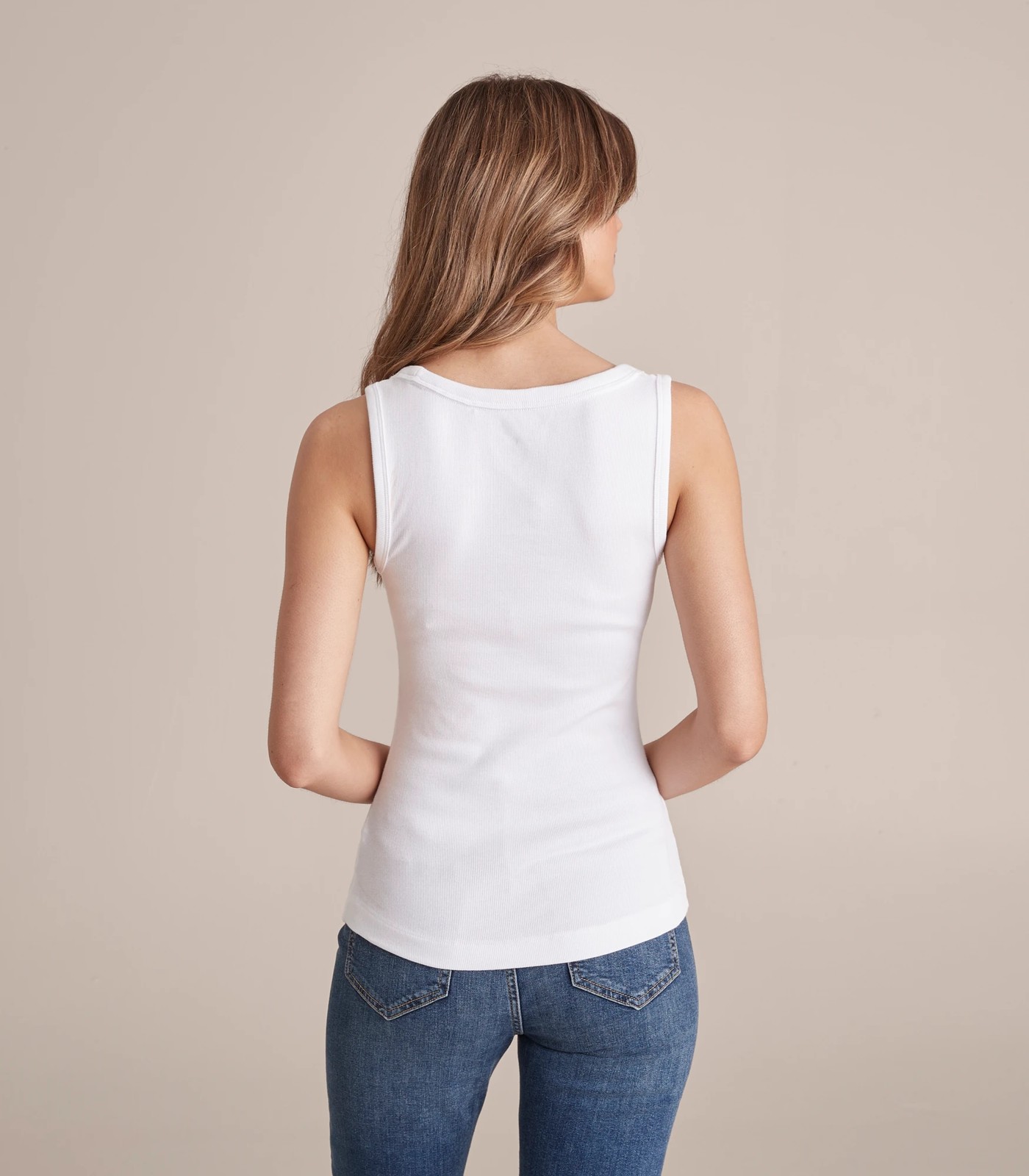 Organic Cotton Ribbed Tank Top - True White