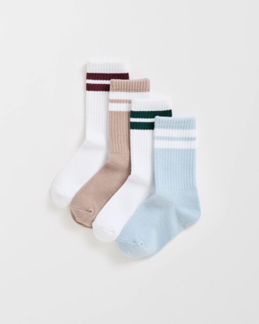Maxx Australian Cotton Blend 4 Pack Boys Rib Crew Socks