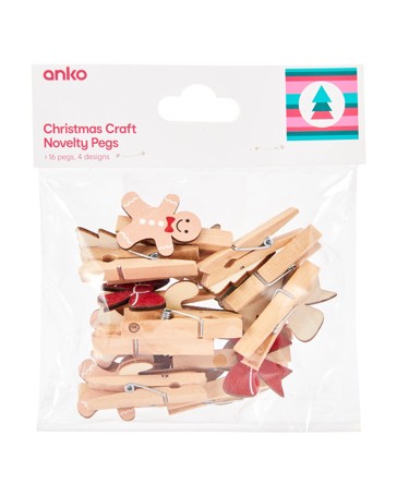 Anko 16 Piece Christmas Craft Novelty Pegs