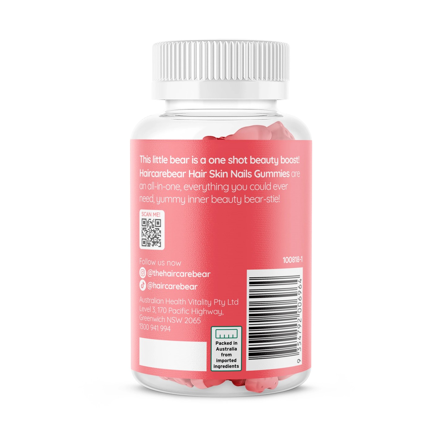 60 Pack Haircarebear Hair Skin Nails Gummies 150g 3 of 3