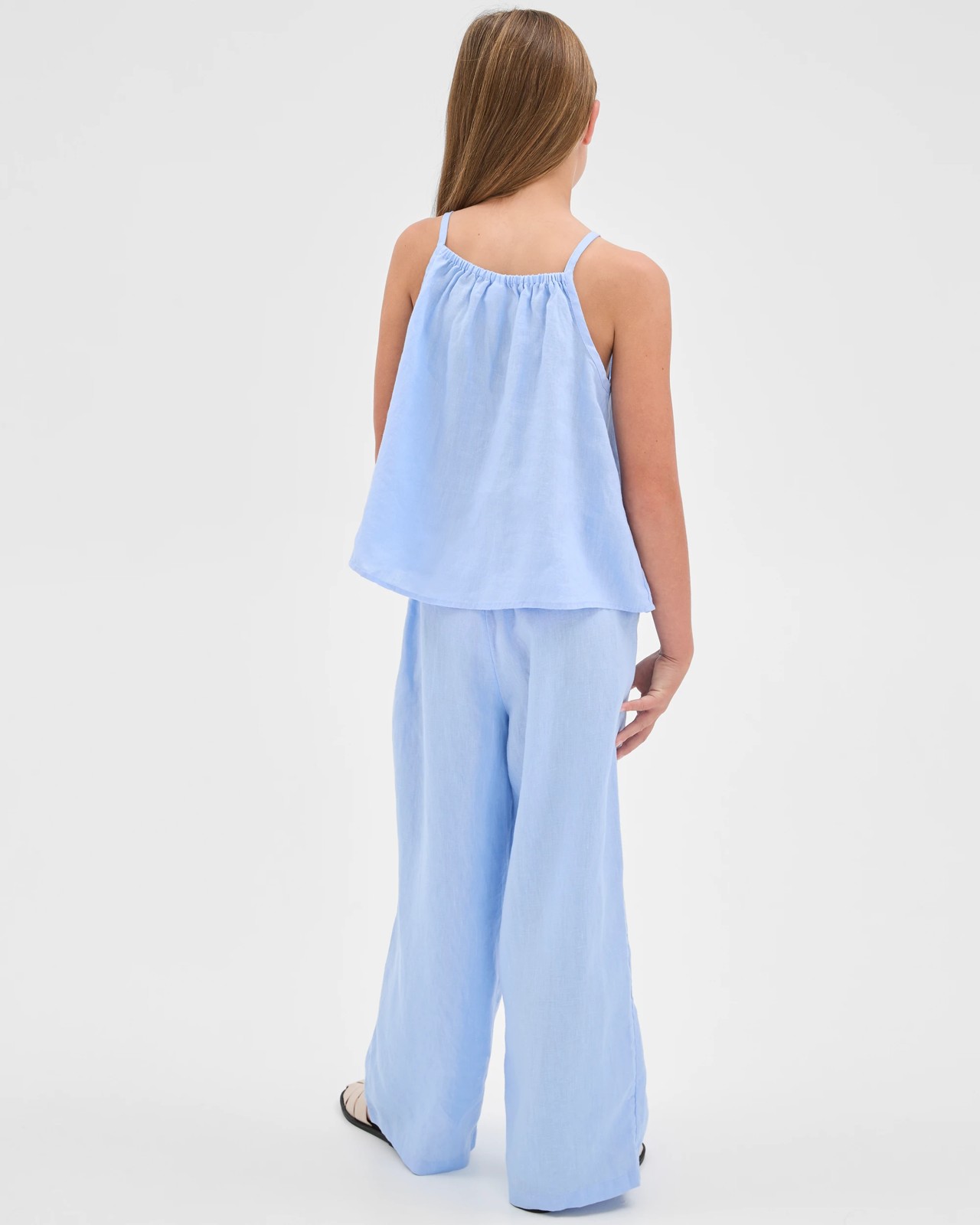 European Linen Wide Leg Pants - Blue 4 of 6