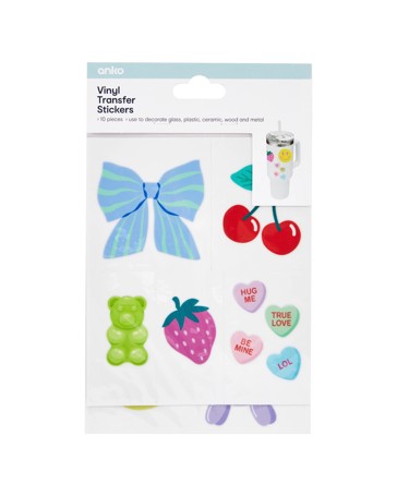 10 Piece Vinyl Transfer Stickers, Icons - Anko