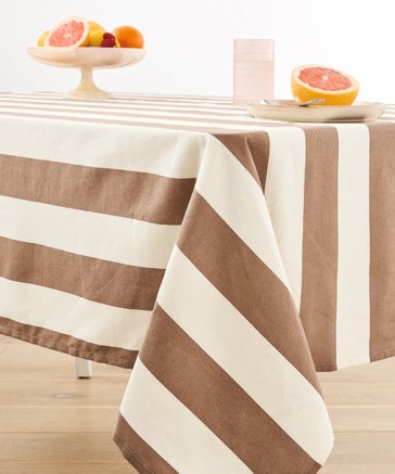 Anko Extra Large Mocha Stripe Tablecloth