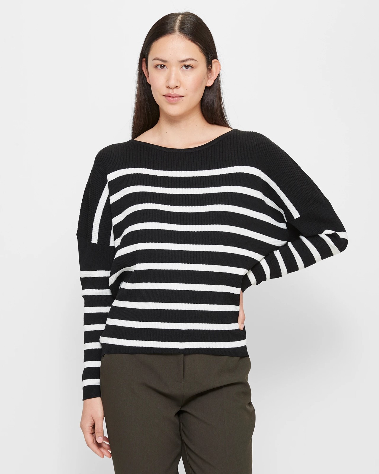 Dolman Sleeve Knit Jumper - Preview - Black / White Stripe | Target ...