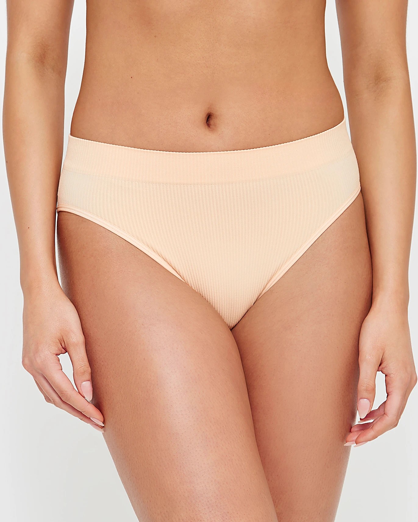 Ribbed Seamfree High Waisted Bikini Briefs - Lily Loves - Shifting Sand