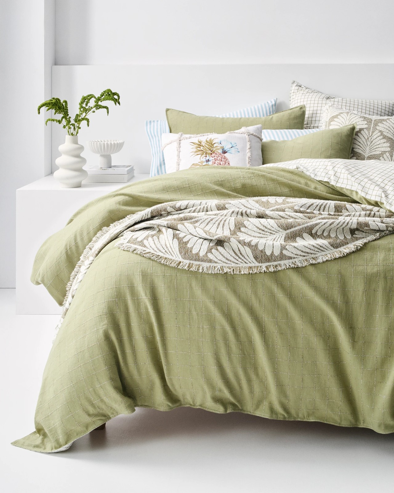 Ayla Check Linen/Cotton Quilt Cover Set 2 of 5
