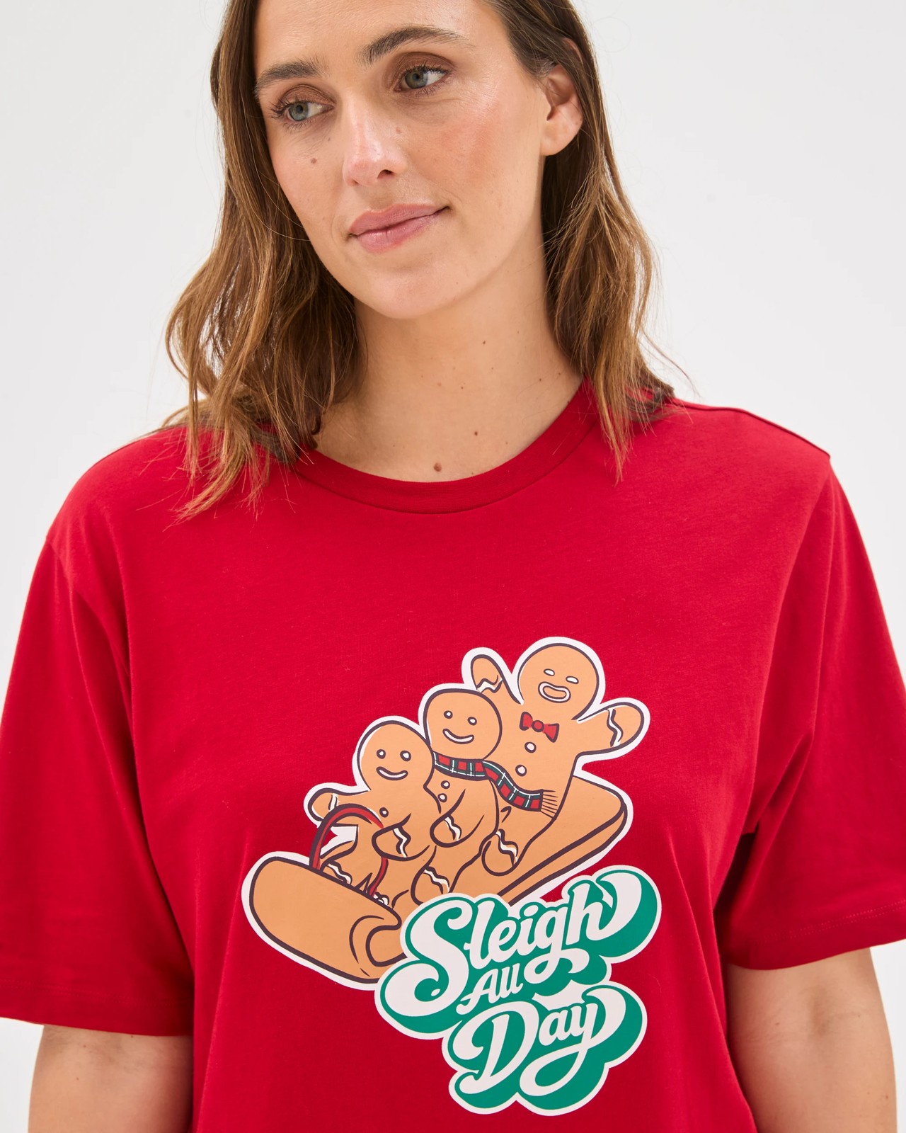 Family Matching Christmas Australian Cotton Womens Pyjama Set - Gingerbread Sleigh All Day 3 of 5