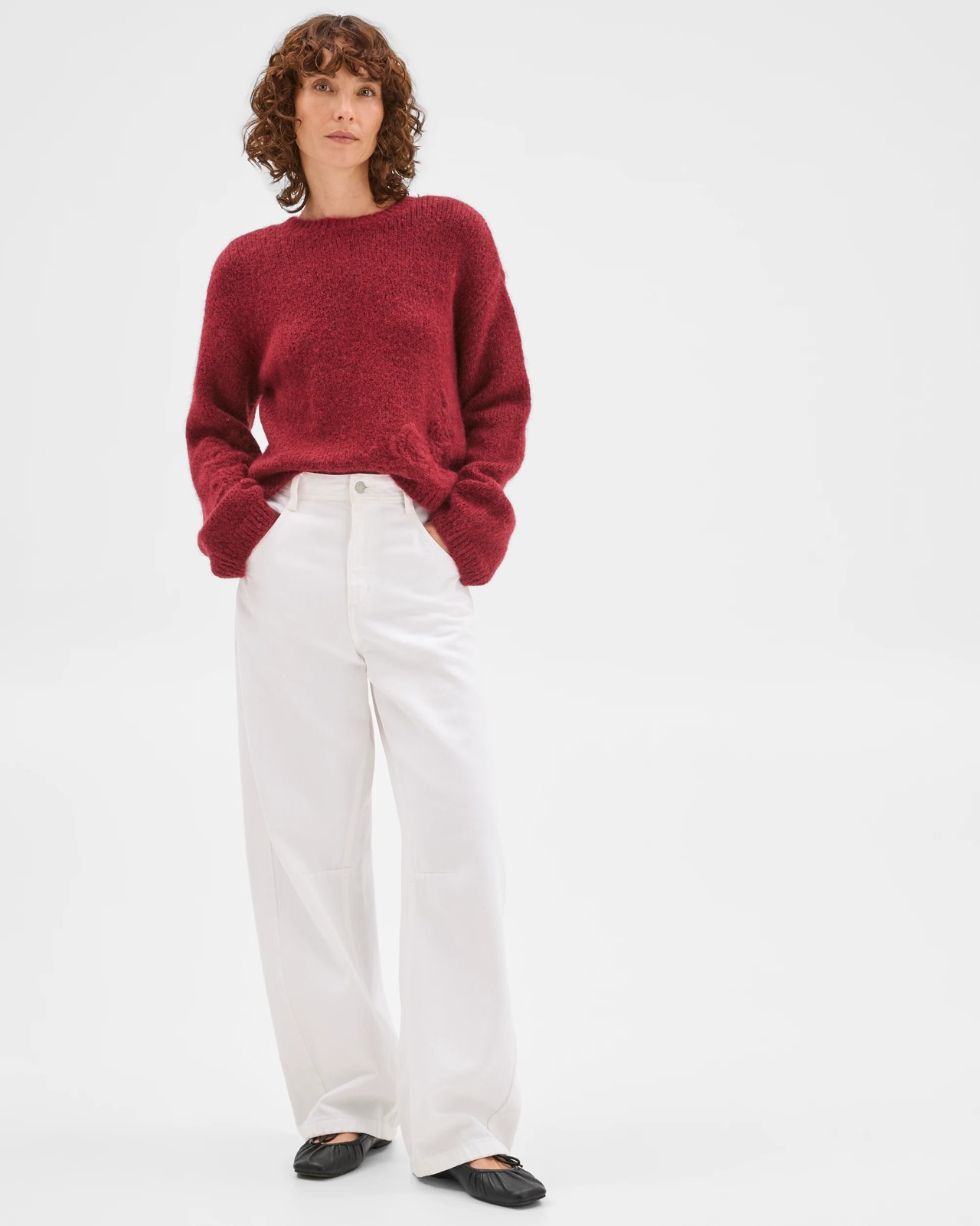 Long Sleeve Boxy Fit Crop Length Embroidered Sweater 3 of 6