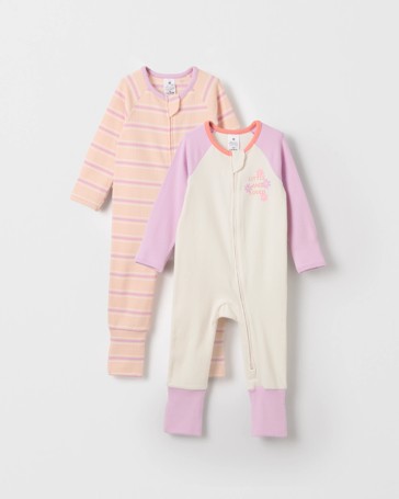 Baby Organic Cotton 2 Pack Rib Zip Coverall