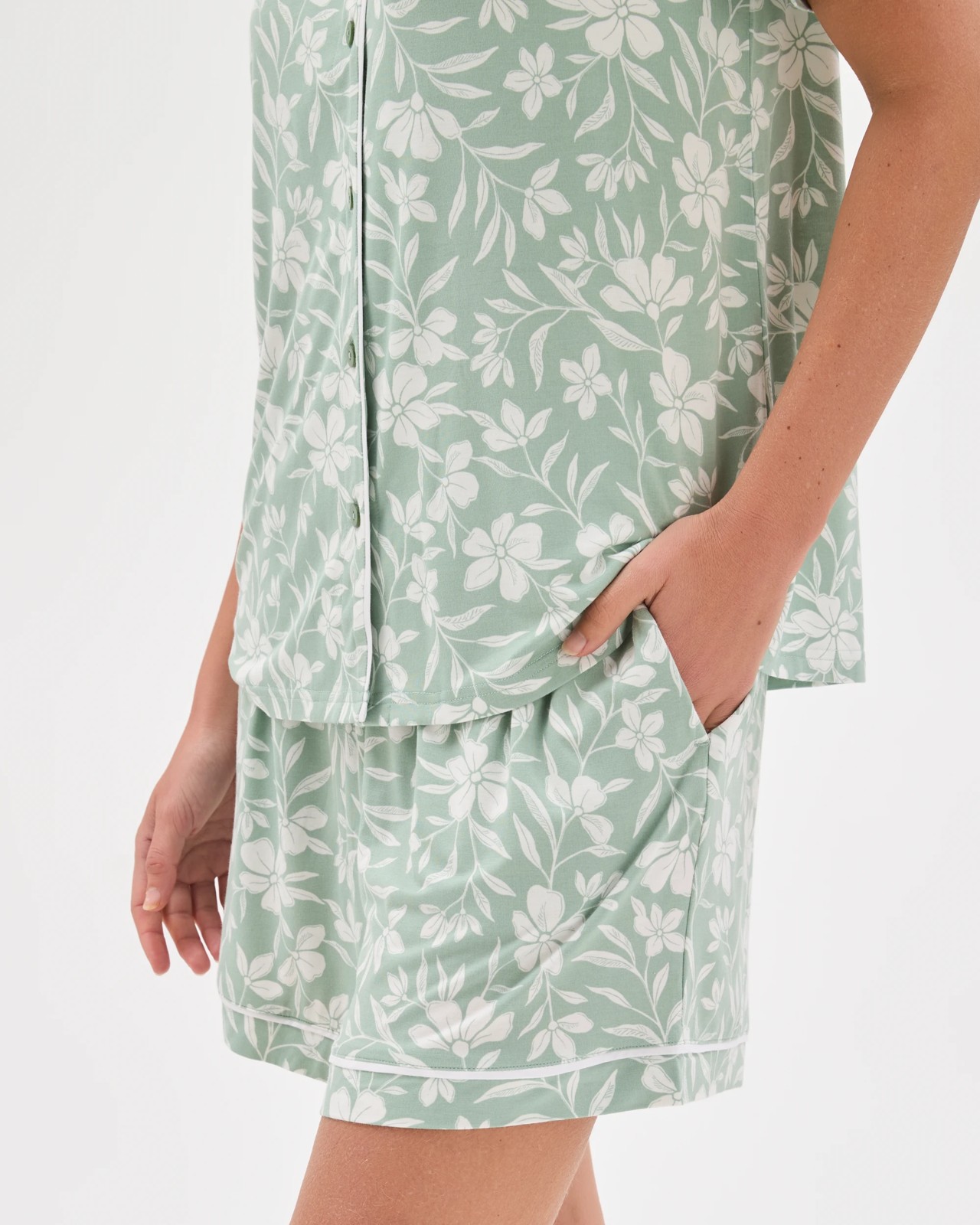 Soft Comfort Bamboo Pyjama Set - Green Floral 5 of 5