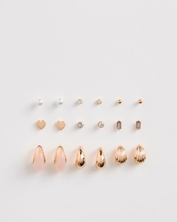 9 Pack Tear Drop Stud Earrings