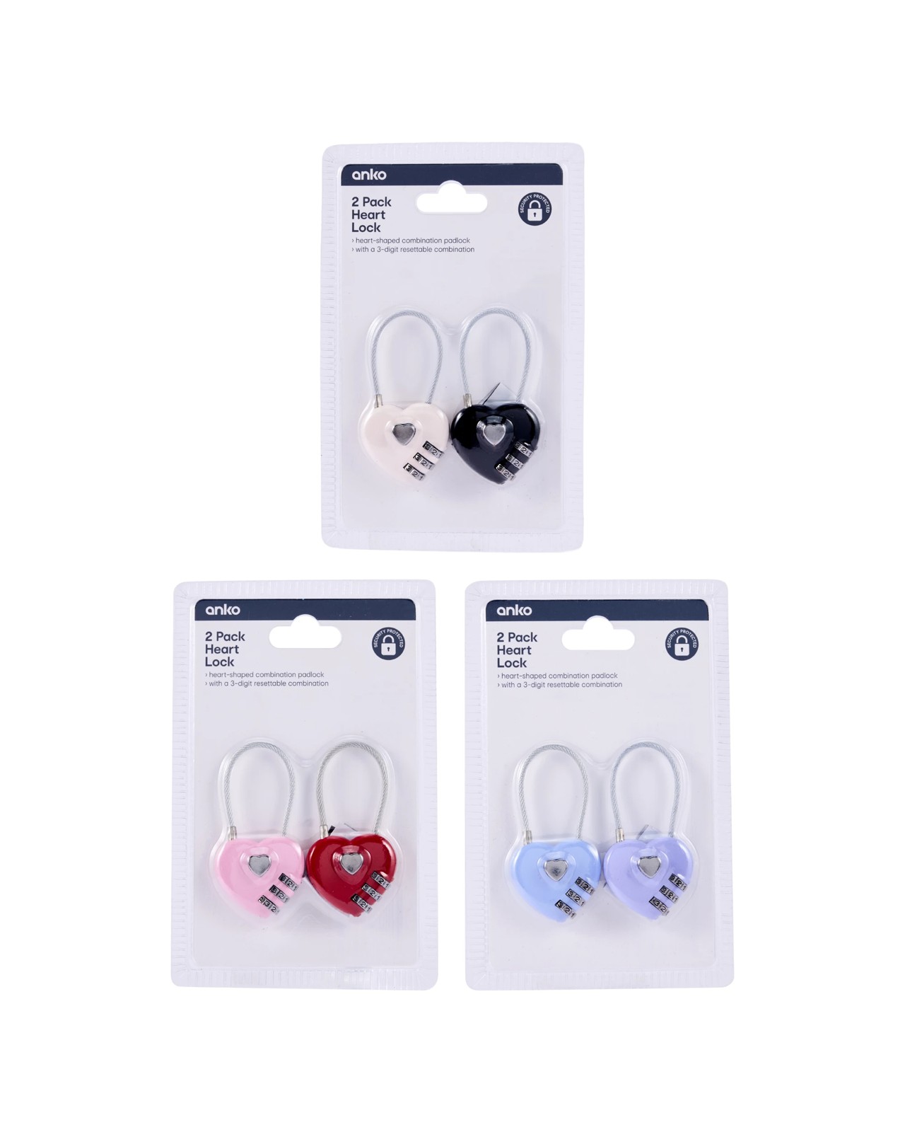 Anko 2 Pack Heart Lock- Assorted 4 of 4